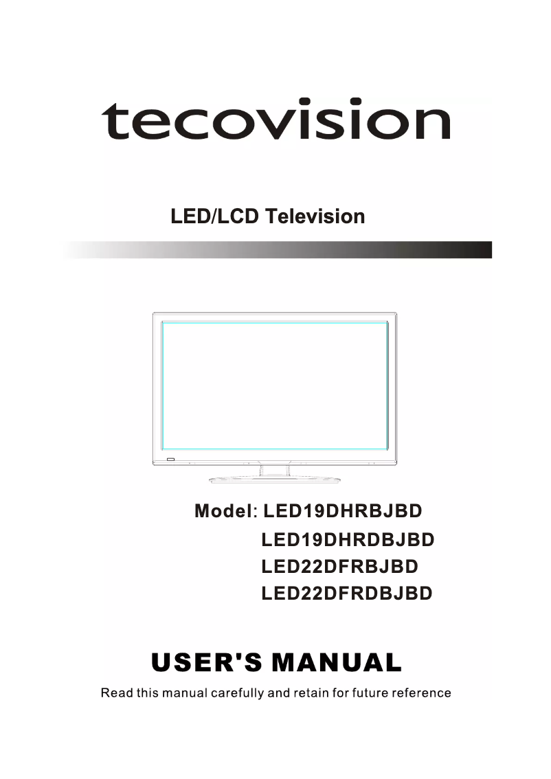 Page 1 de la notice Manuel utilisateur Tecovision LED19DHRDBJBD