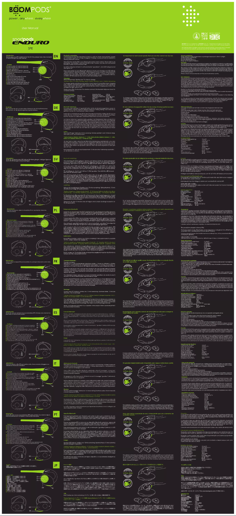 Page 1 of the manual User Manual Boompods Sportpods Enduro