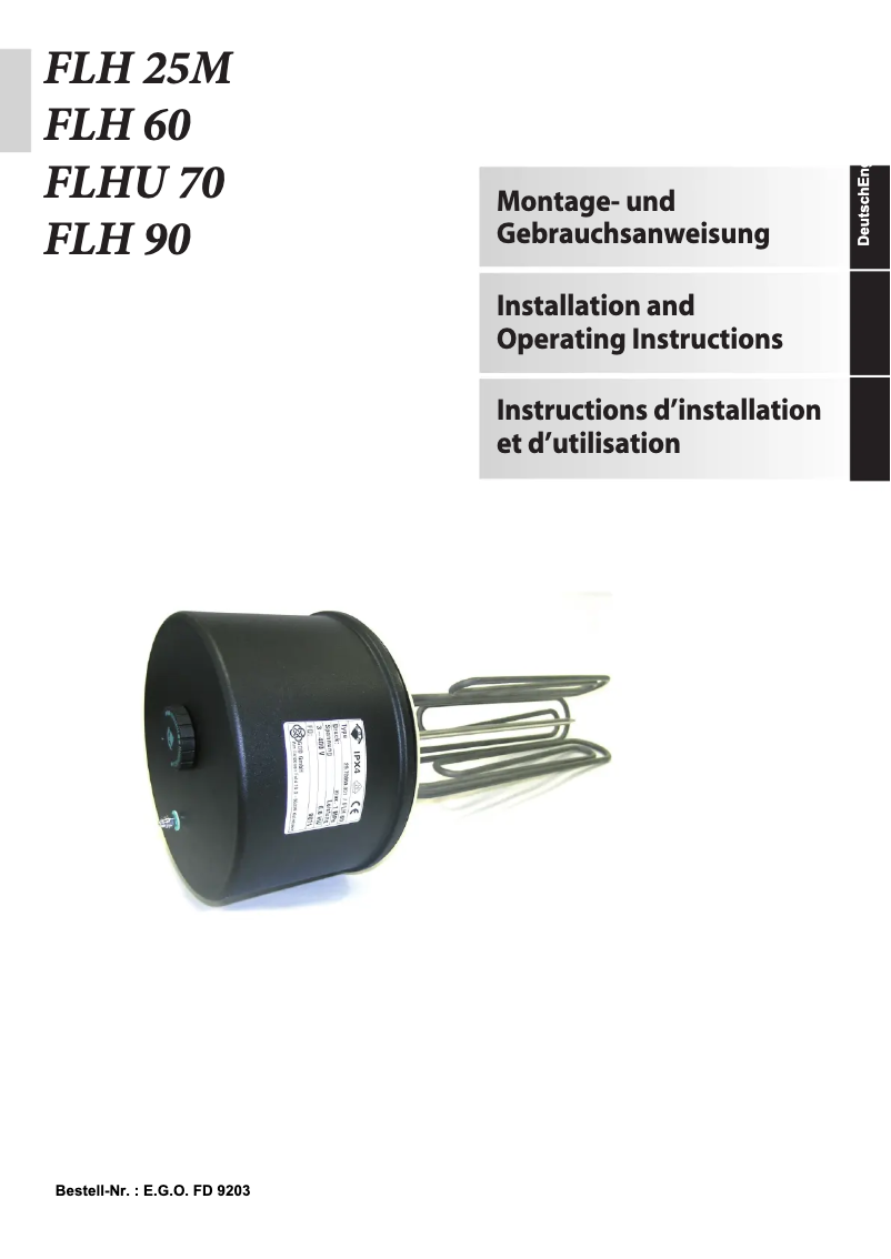 First page image of the manual for FLH90