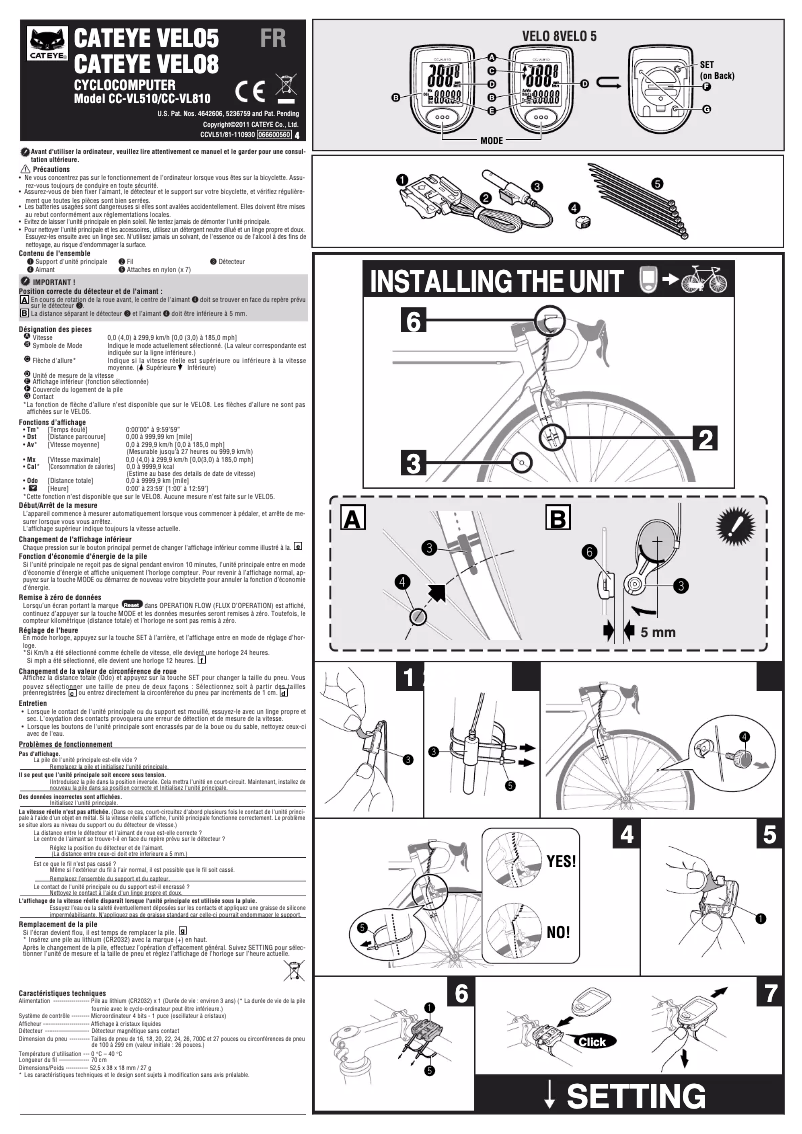 First page image of the manual for Velo 8 CC-VL800