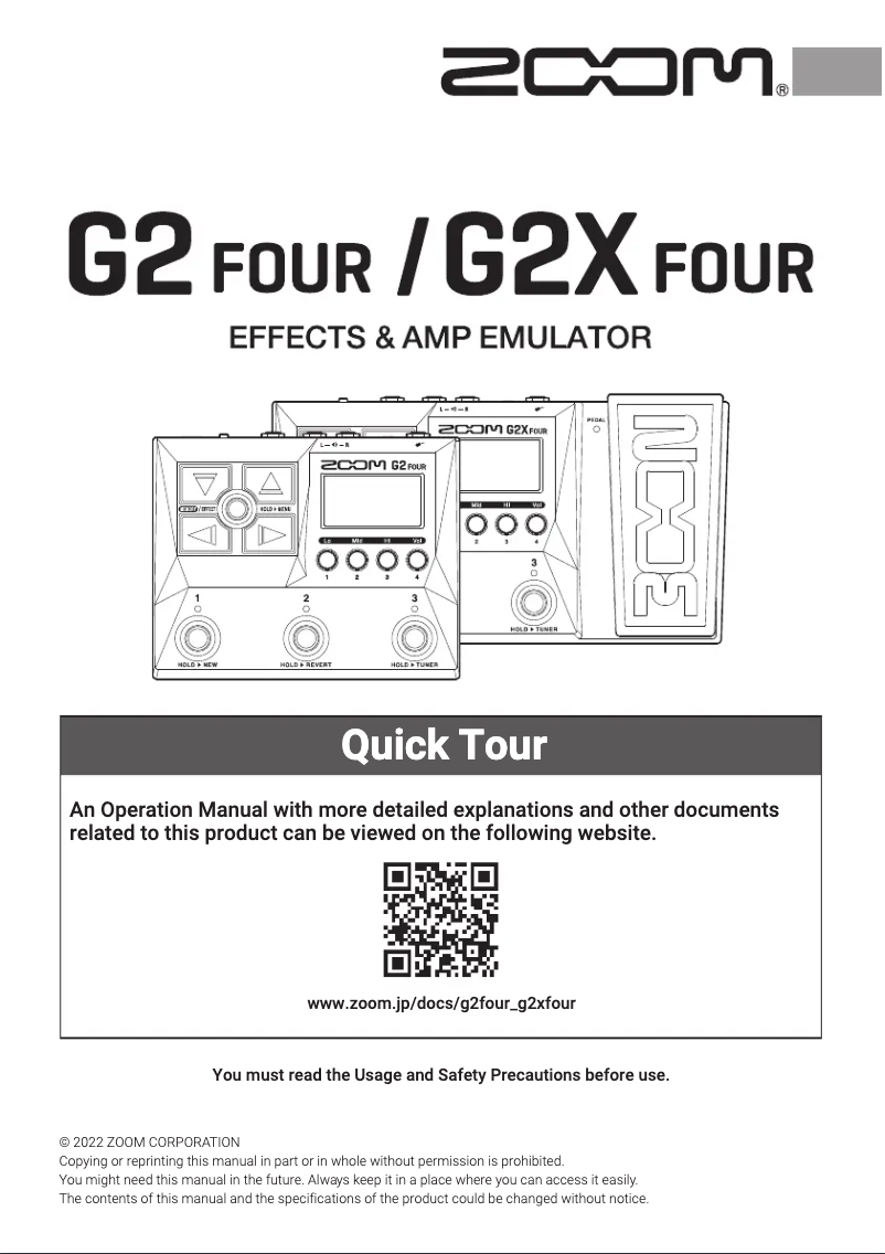 First page image of the manual for G2 FOUR