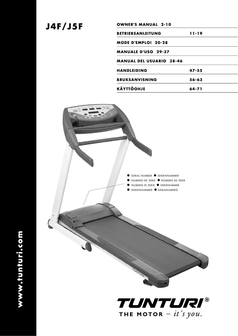 Page 1 of the manual User Manual Tunturi J5F
