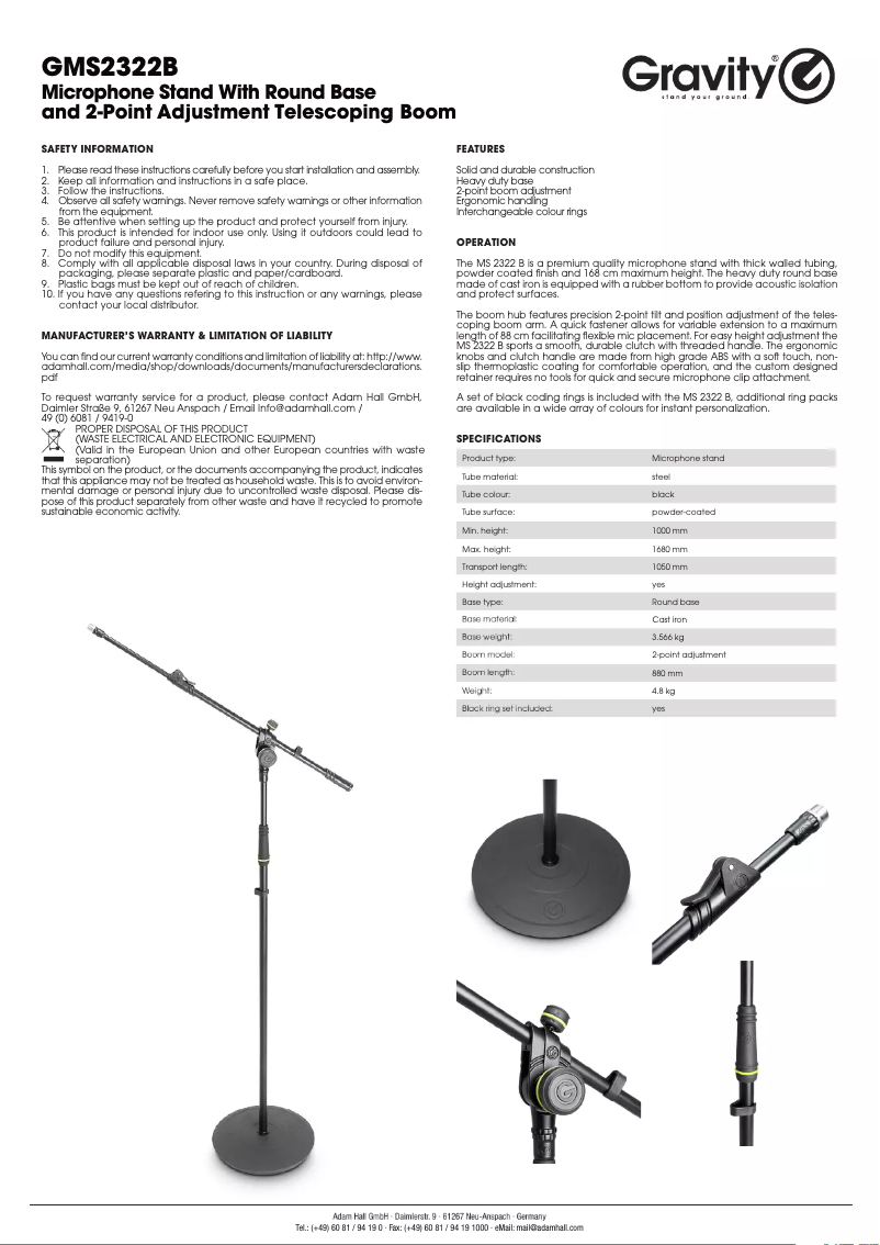 Page 1 of the manual User Manual Gravity GMS2322B