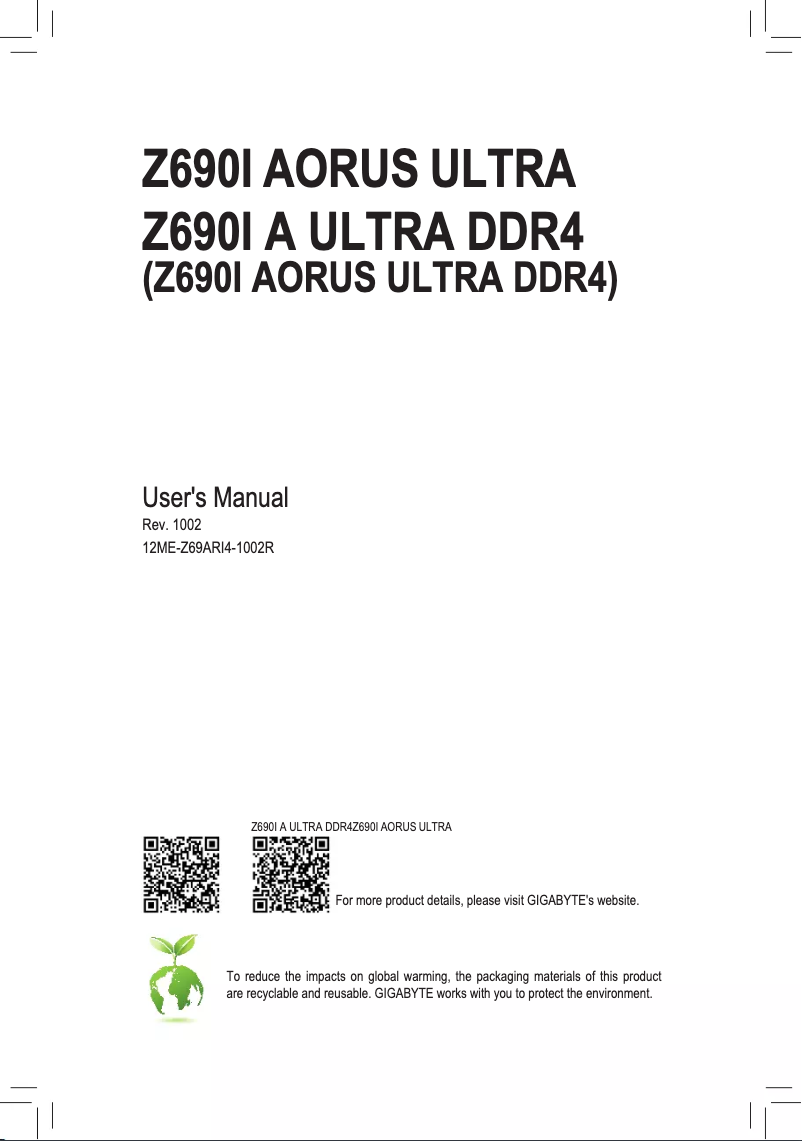 First page image of the manual for Z690I Aorus Ultra