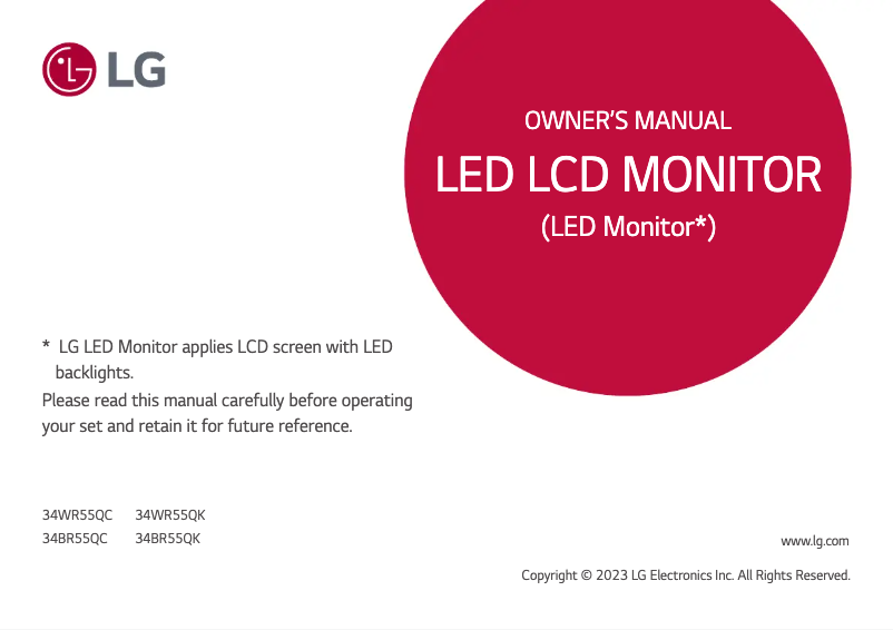 First page image of the manual for 34WR55QK