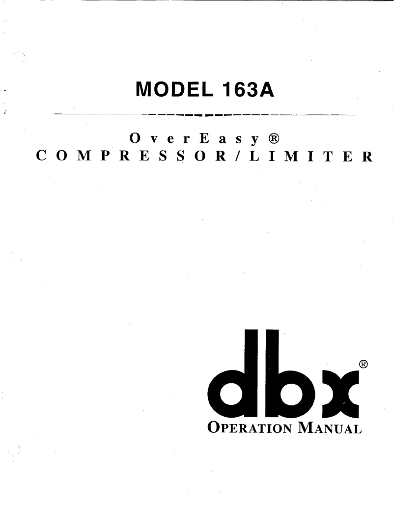 Page 1 of the manual User Manual DBX 163A