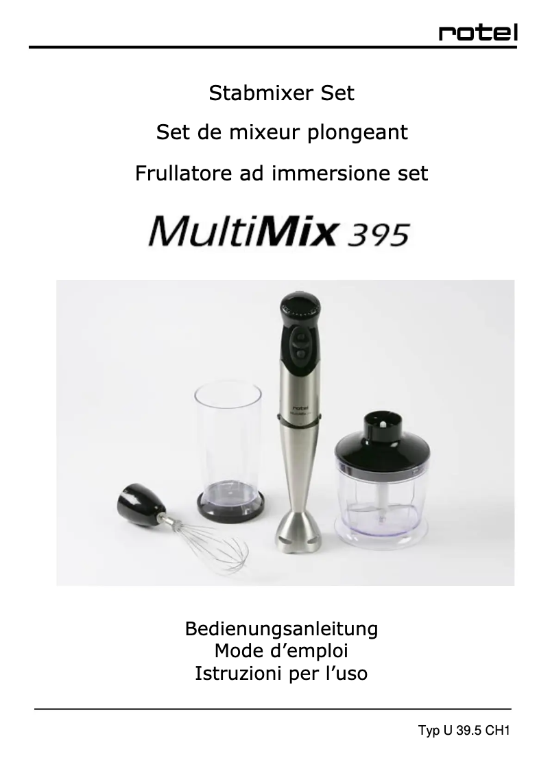 Page 1 of the manual User Manual Rotel MultiMix 395