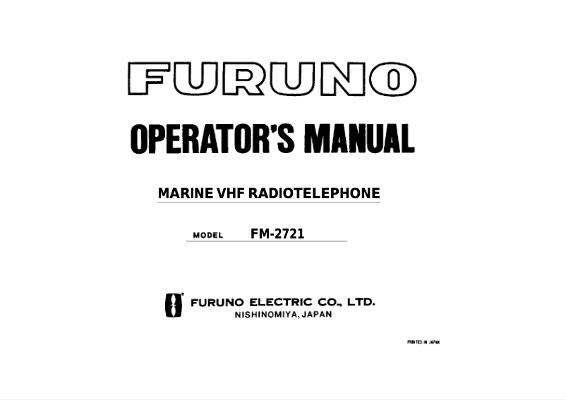 Page 1 of the manual User Manual Furuno FM-2721
