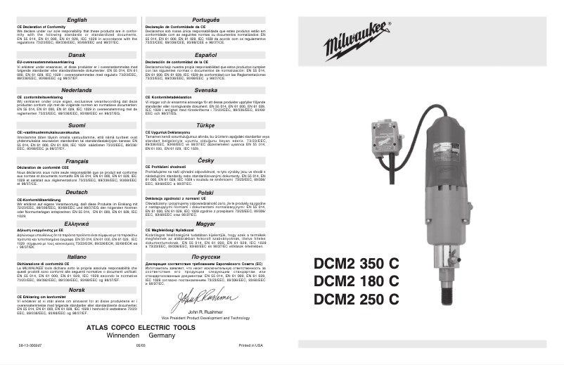 Page 1 of the manual User Manual Milwaukee DCM2 350 C