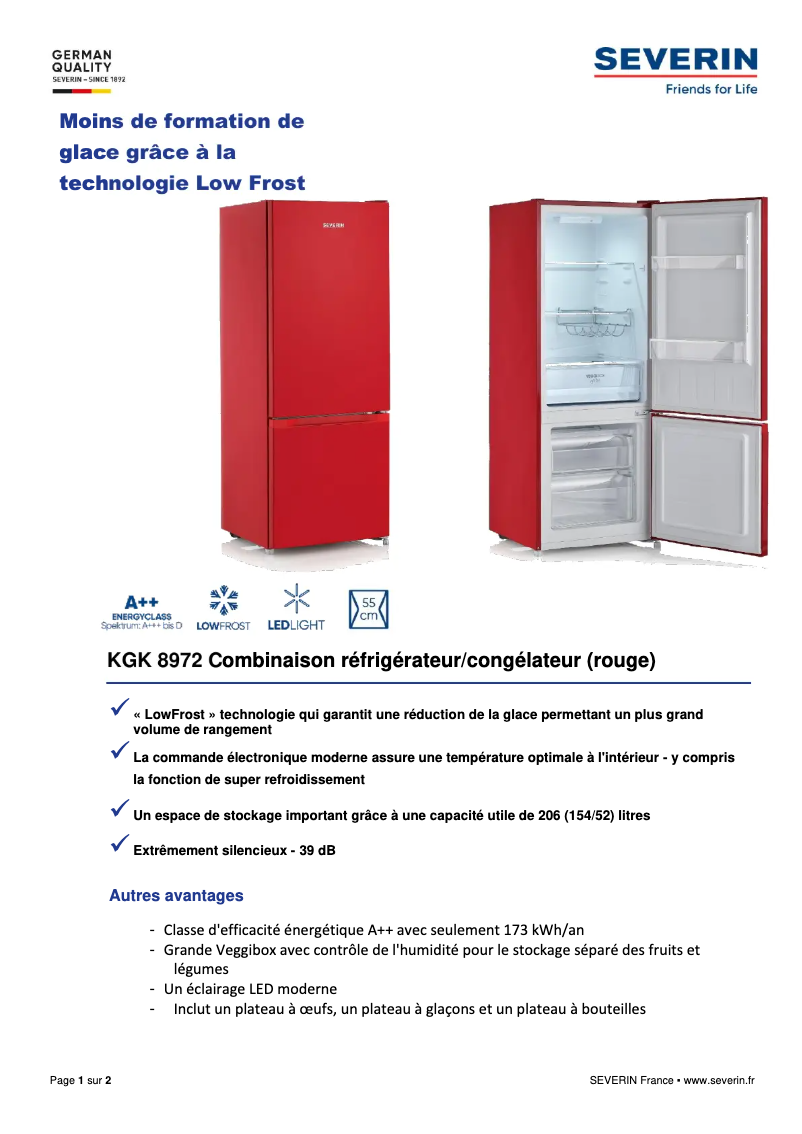 Page 1 of the manual Technical Sheet Severin KGK 8972