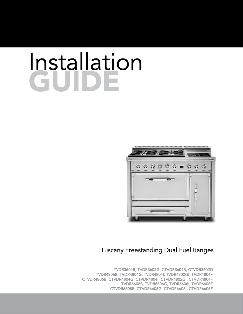 Page 1 of the manual Installation Guide Viking TVDR4816BDG