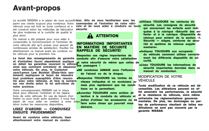 First page image of the manual for Murano (2007)