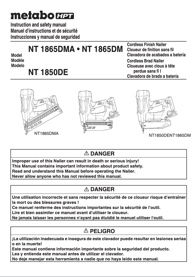 First page image of the manual for NT1850DE