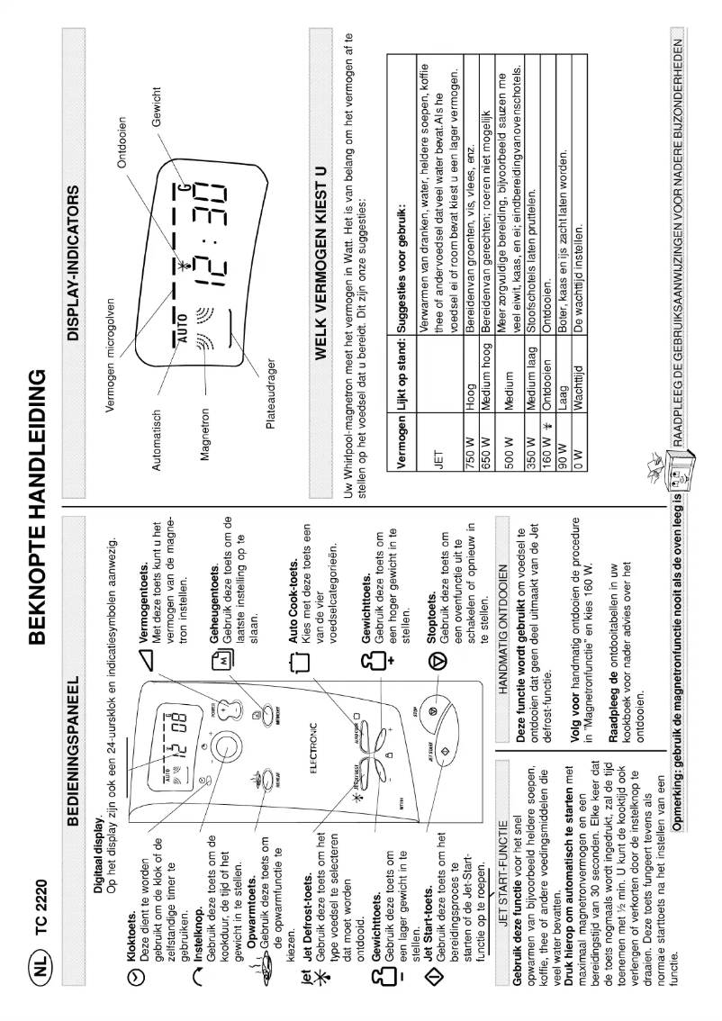 Page 1 of the manual User Manual Whirlpool TC 2220
