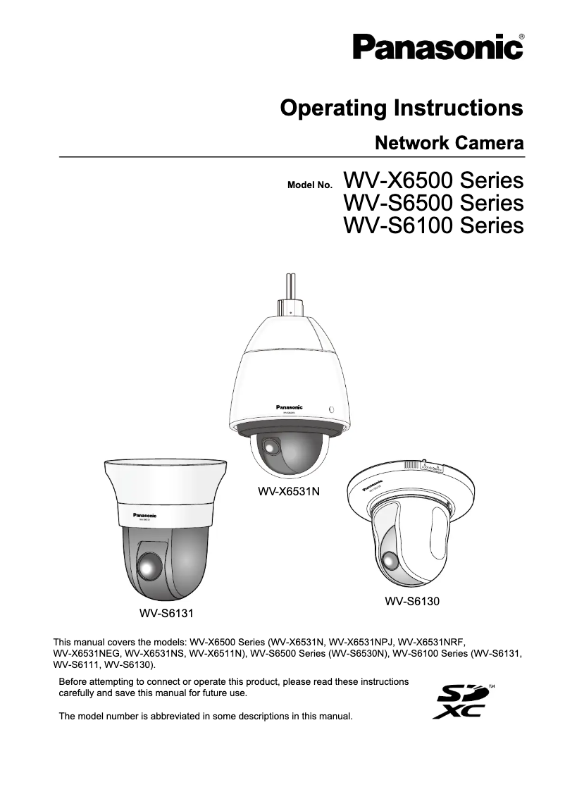 Page 1 of the manual User Manual Panasonic WV-S6530