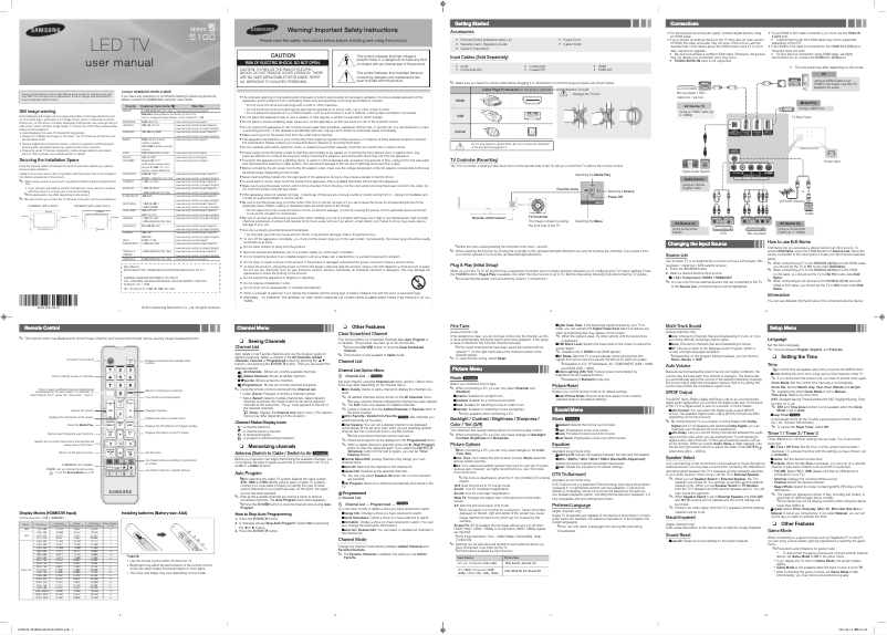 Page 1 of the manual User Manual Samsung UN40H5100AF