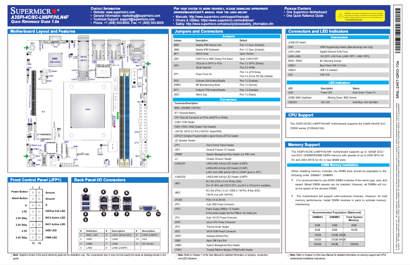 First page image of the manual for A3SPI-4C-HLN4F