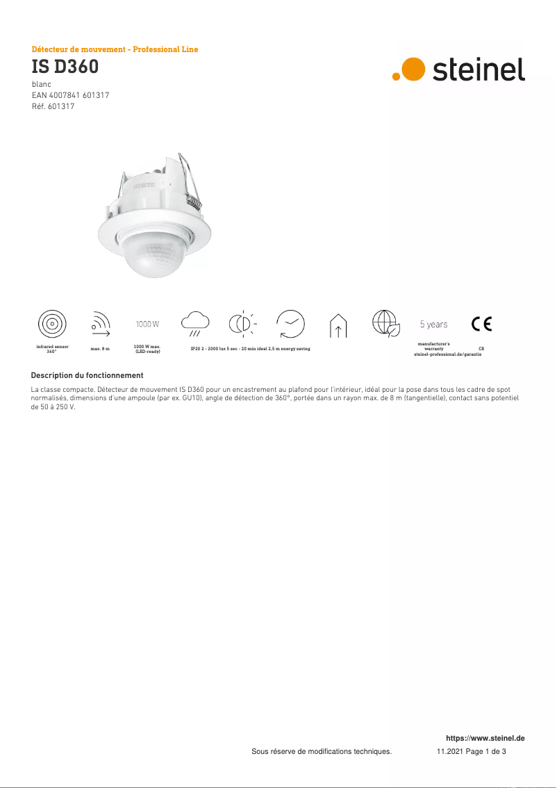 First page image of the manual for IS D 360