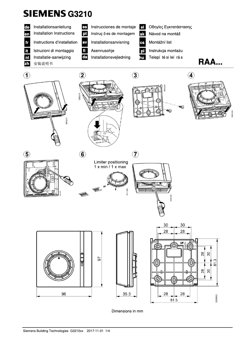 Page 1 of the manual User Manual Siemens RAA31