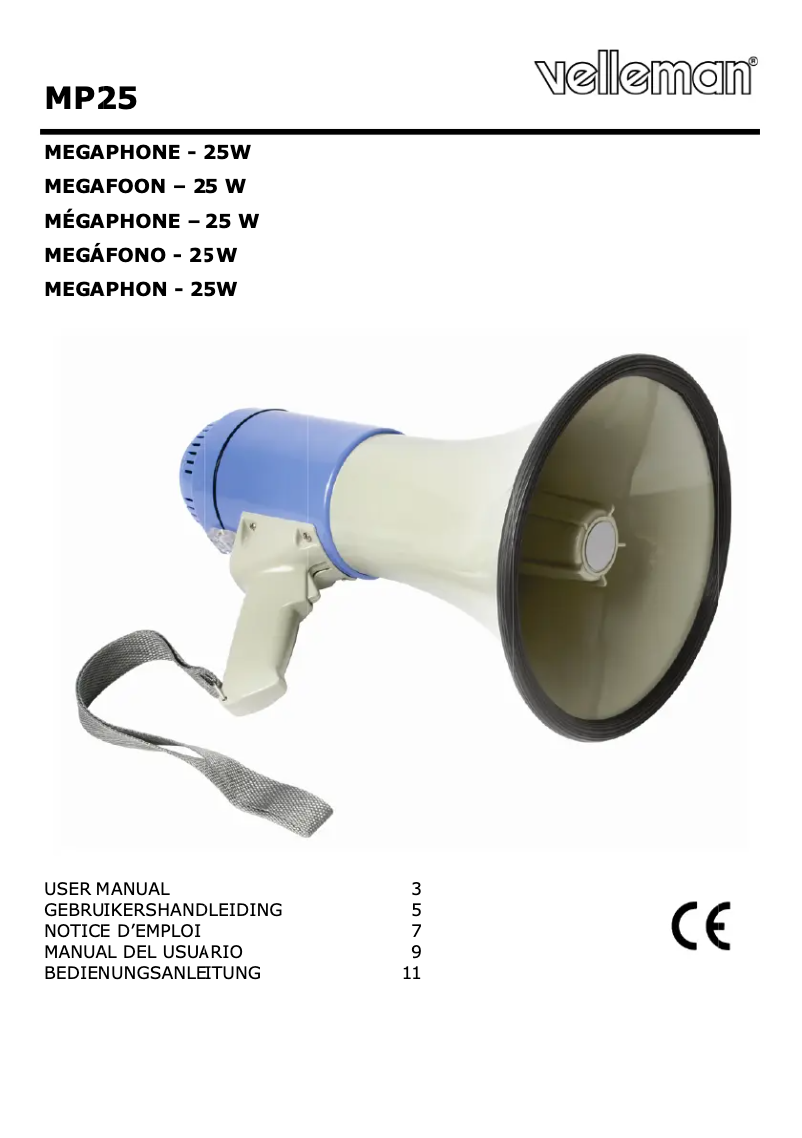 First page image of the manual for MP25-VEL