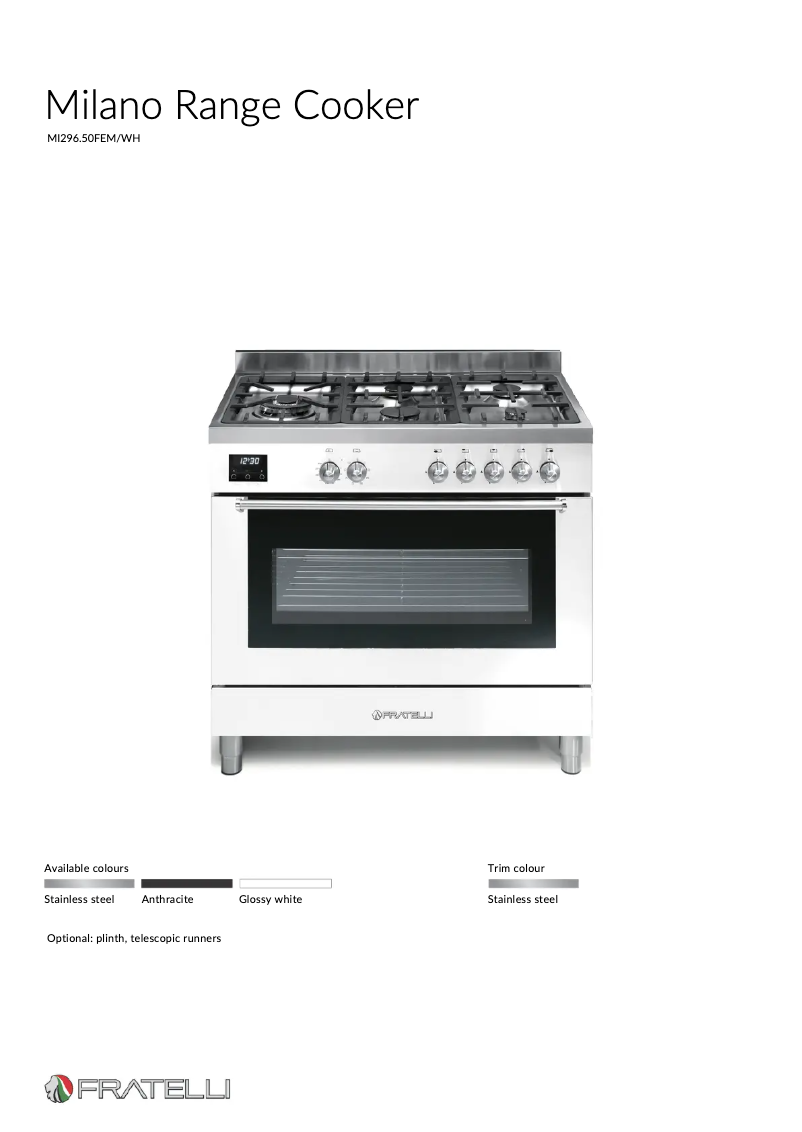 Page 1 of the manual Technical Sheet Fratelli MI29650FEMWH