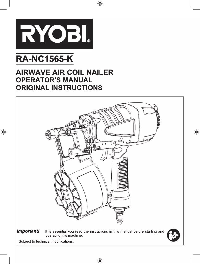 Page 1 of the manual User Manual RYOBI Airwave Coil Nailer