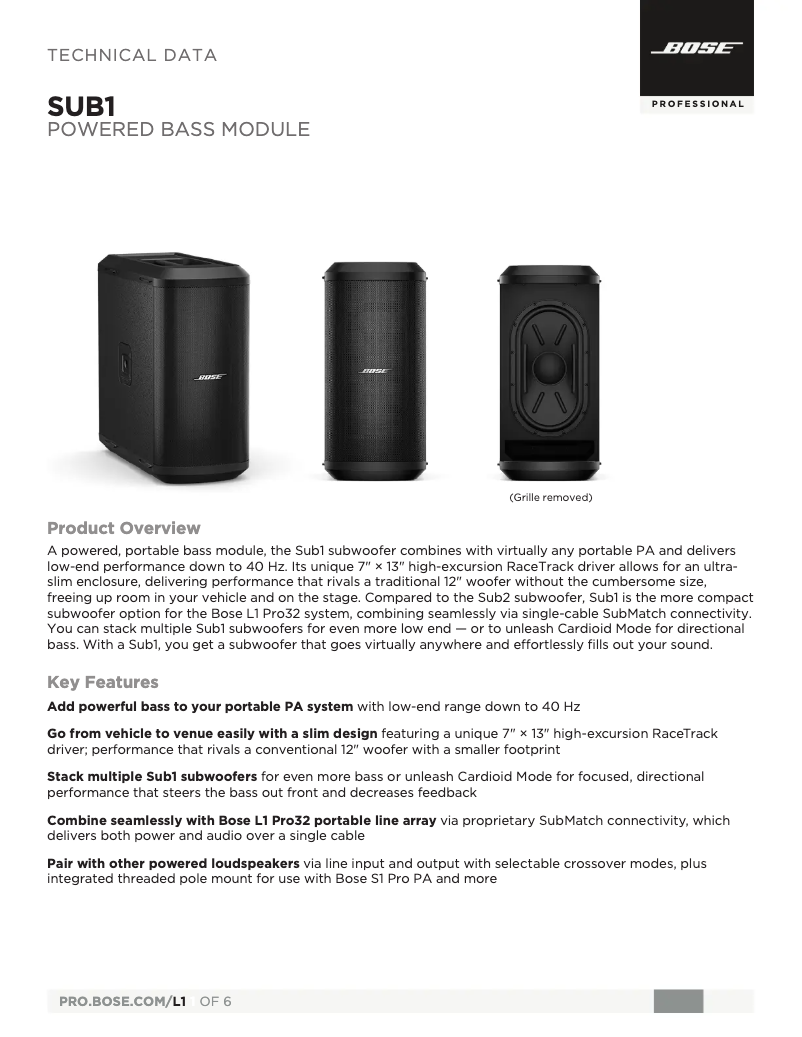 First page image of the manual for Sub1