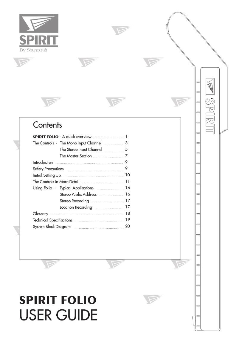 First page image of the manual for Spirit Folio