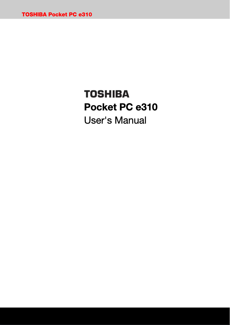 Page 1 of the manual User Manual Toshiba E310