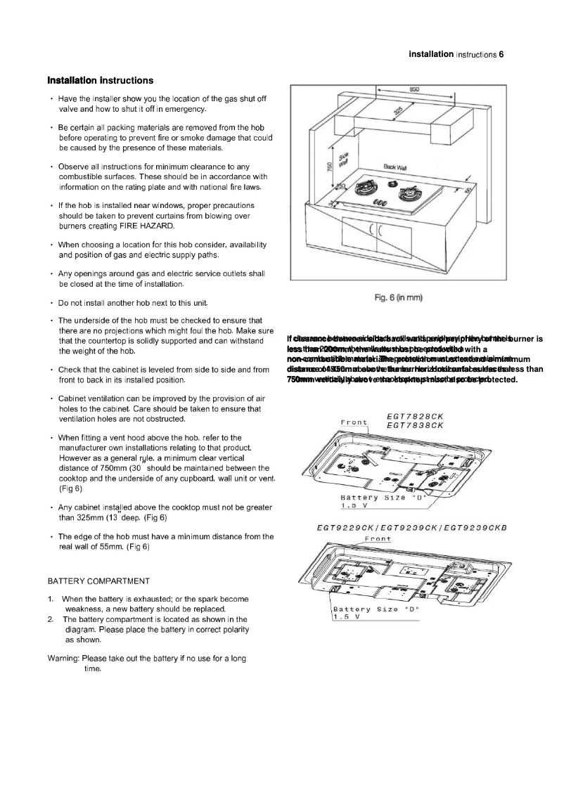 First page image of the manual for EGT9239CK