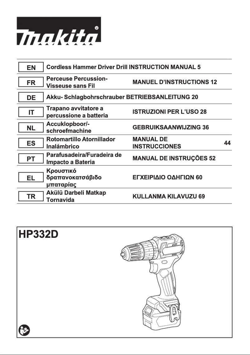 Page 1 of the manual User Manual Makita HP332D