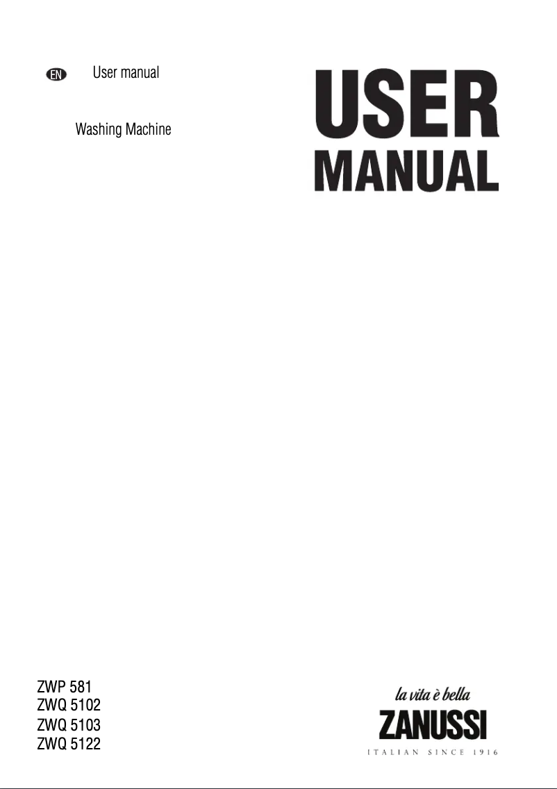 Page 1 of the manual User Manual Zanussi ZWQ 5102