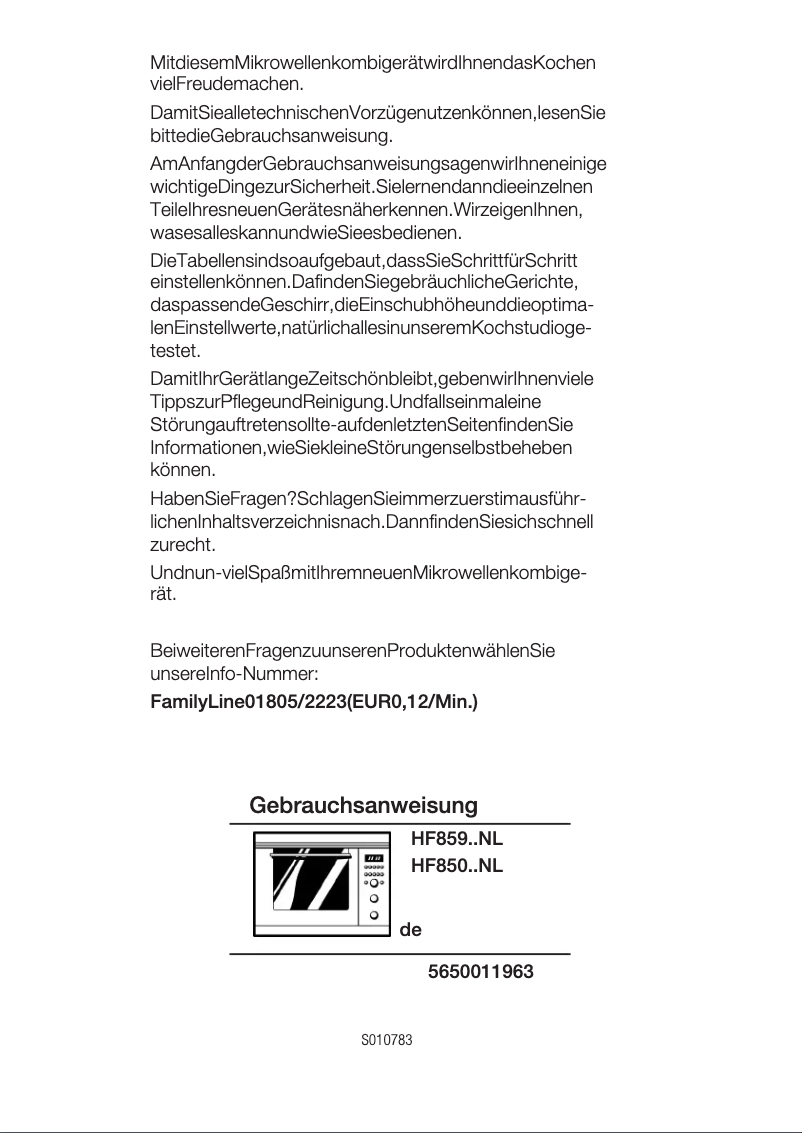 First page image of the manual for HF85961