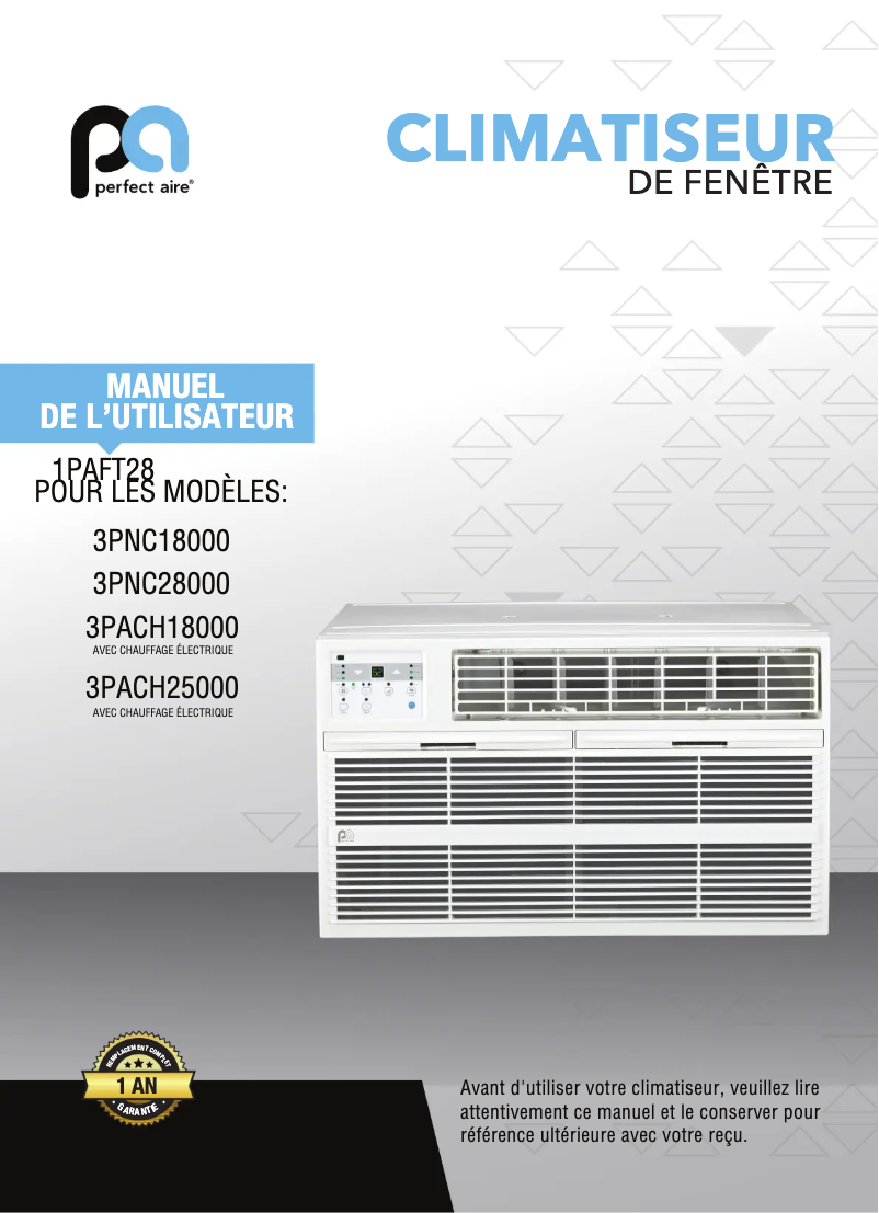 First page image of the manual for 3PACH18000