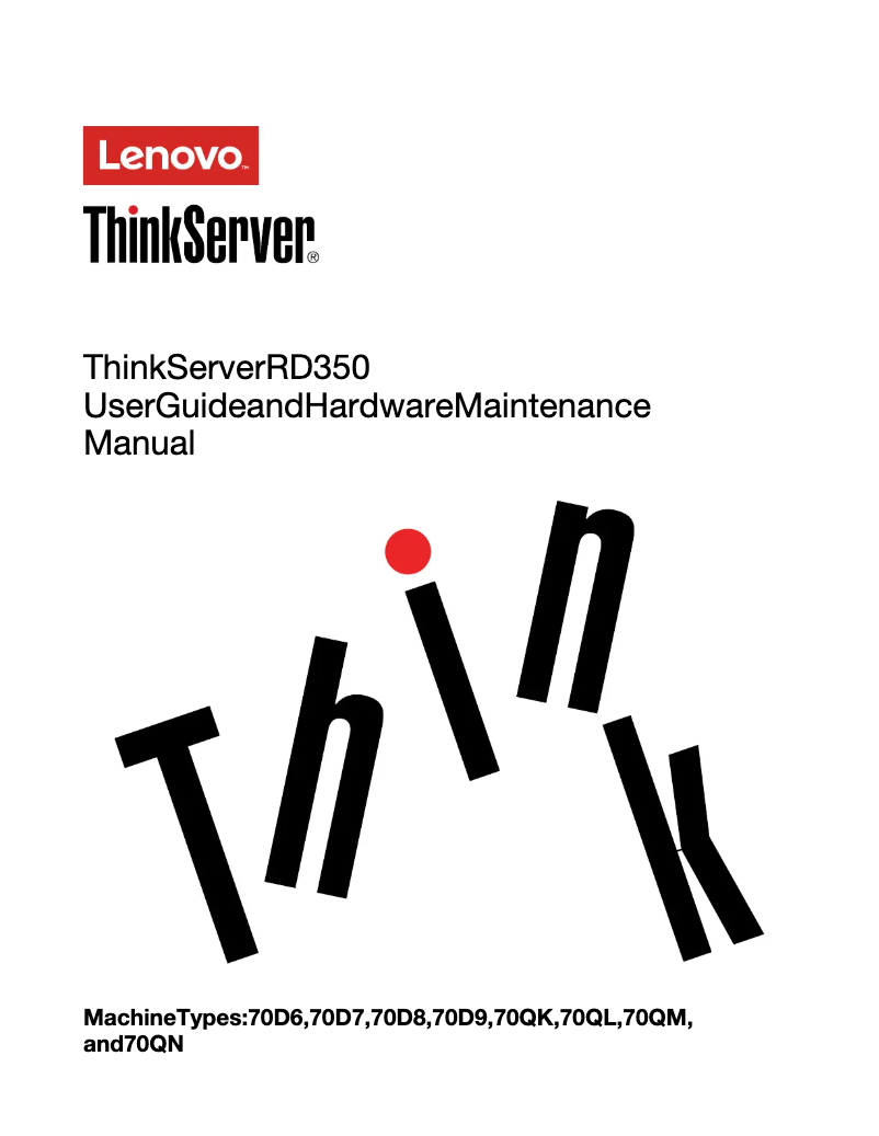 First page image of the manual for ThinkServer RD350