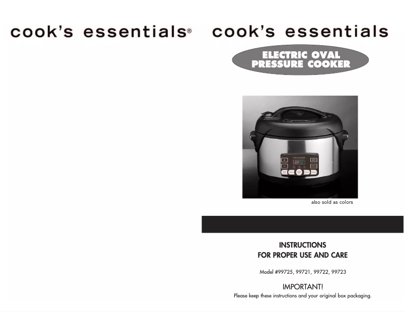 Page 1 of the manual User Manual Cook's essentials 99723