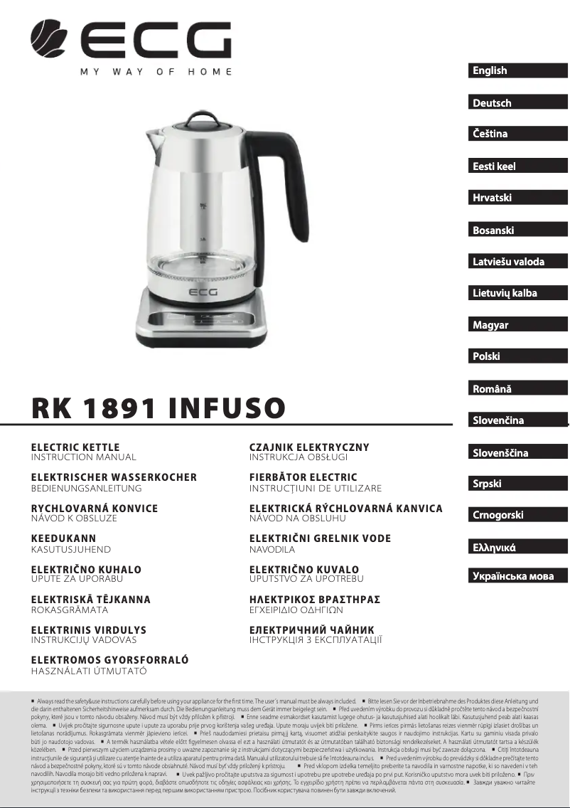 First page image of the manual for Infuso RK 1891