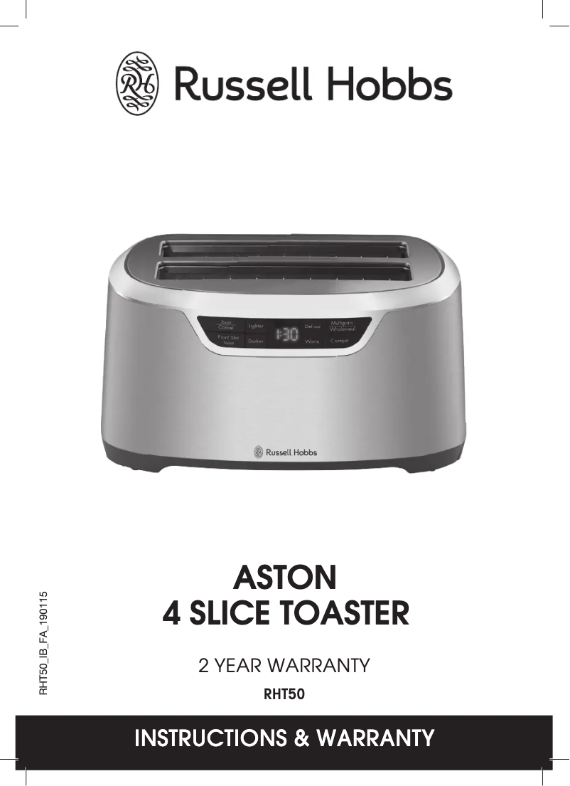 Page 1 of the manual User Manual Russell Hobbs Aston RHT50
