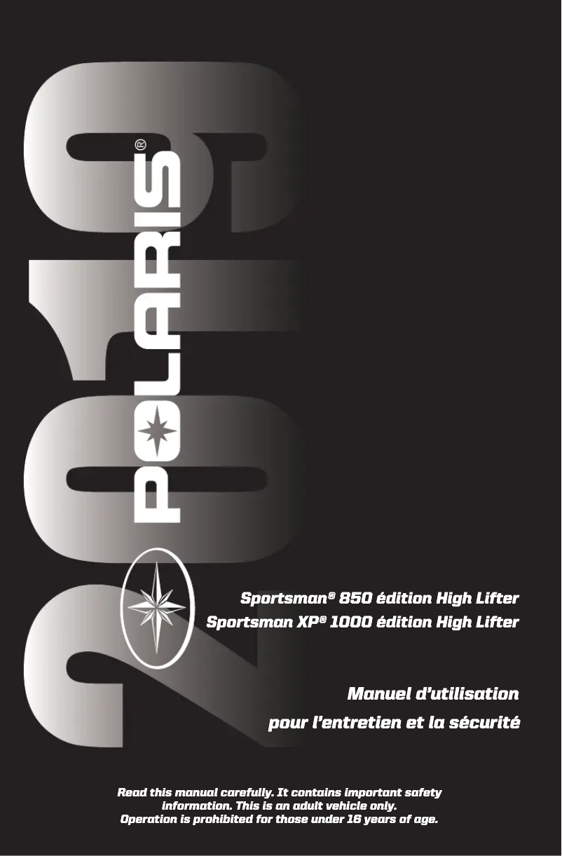 Page 1 of the manual User Manual Polaris Sportsman 850 High Lifter (2019)