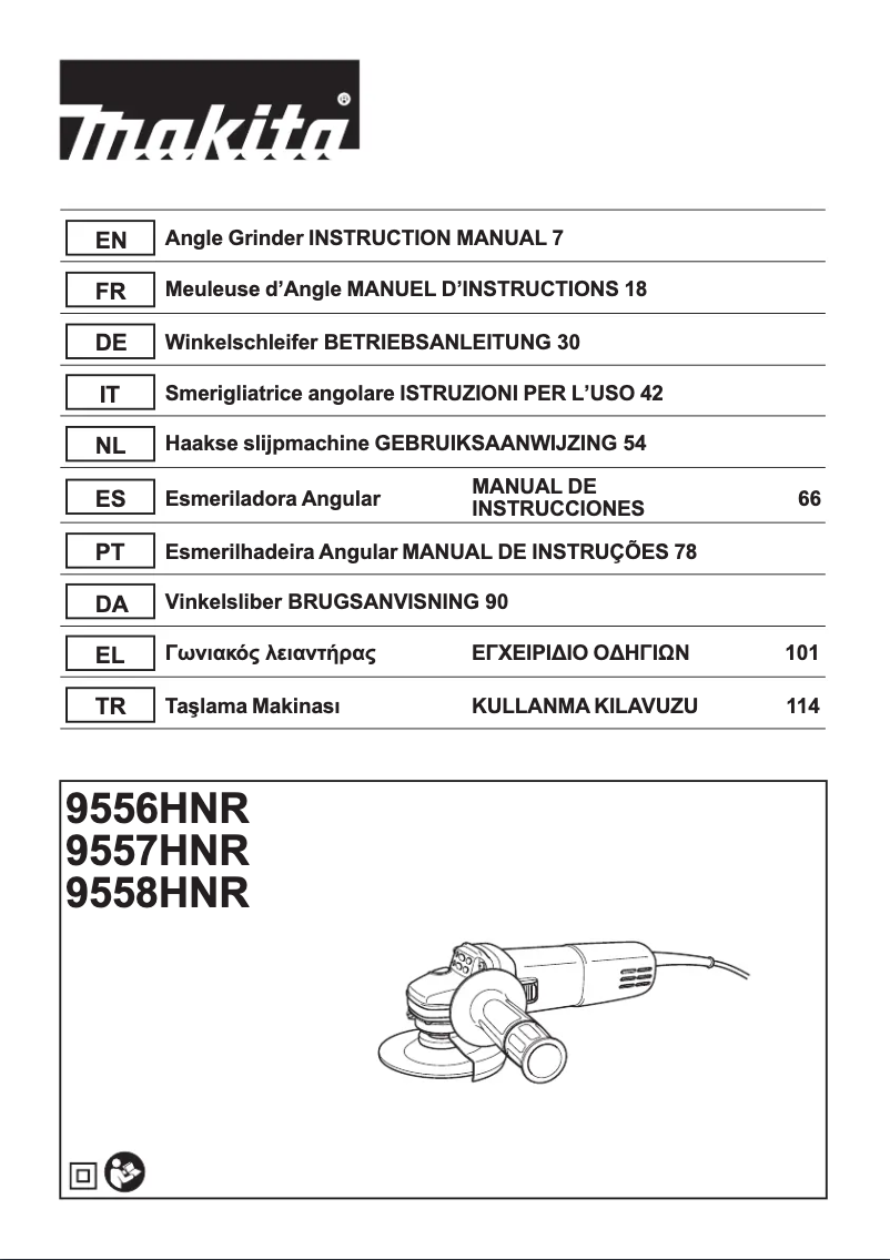 Page 1 of the manual User Manual Makita 9558HN