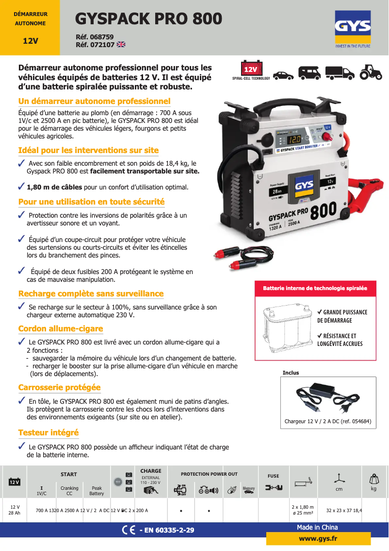 First page image of the manual for Gyspack PRO 800