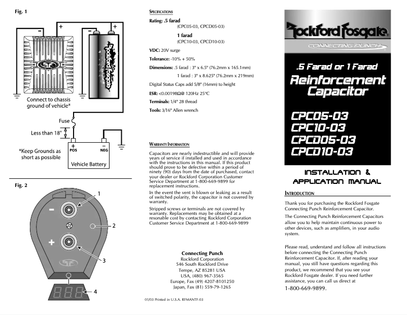 Page 1 de la notice Manuel utilisateur Rockford Fosgate Connecting Punch CPC05-03