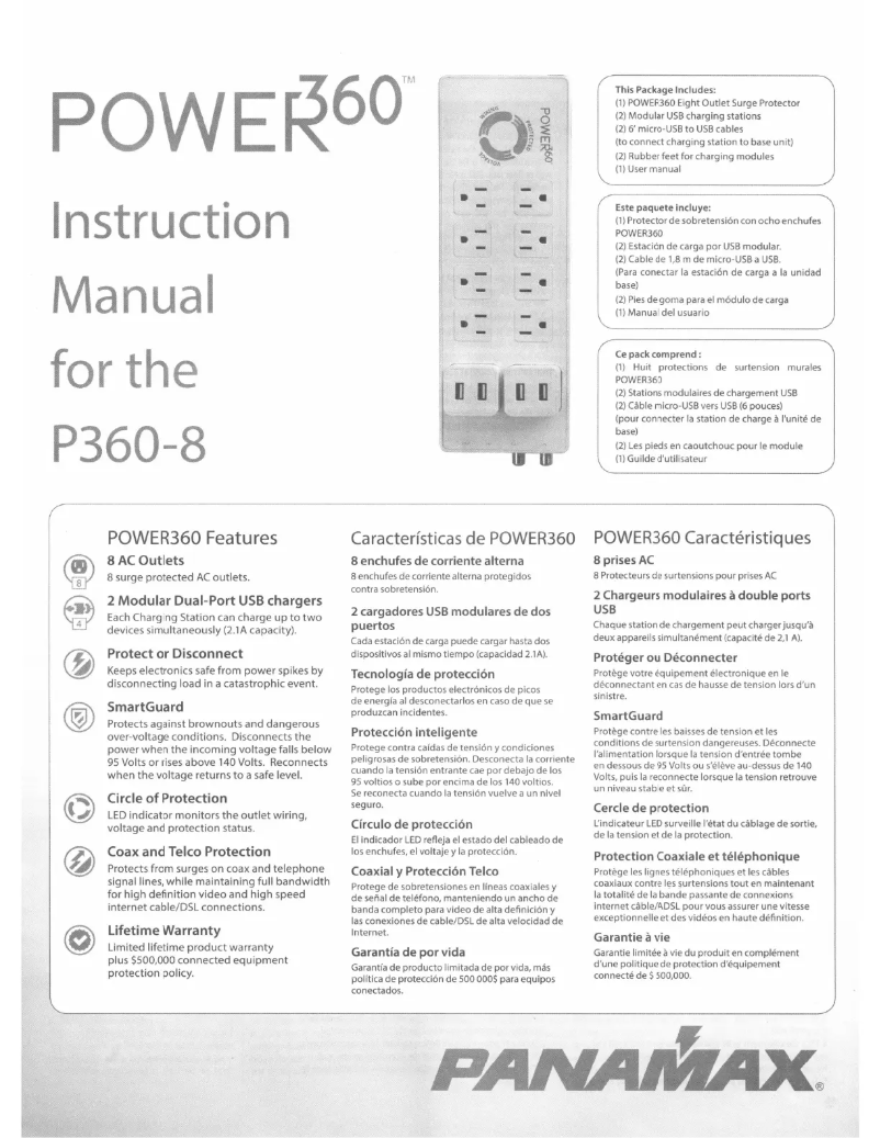 Page 1 of the manual User Manual Panamax Power360 P360-8