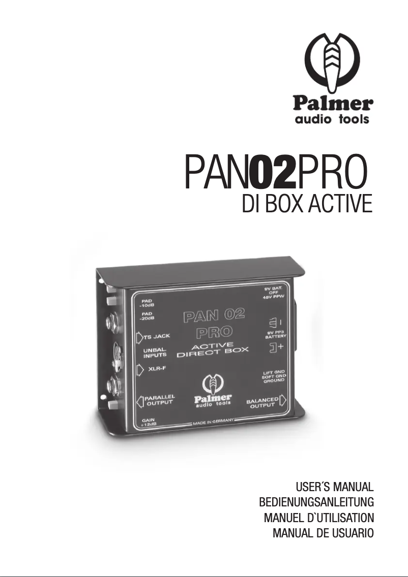 First page image of the manual for PAN 02 PRO