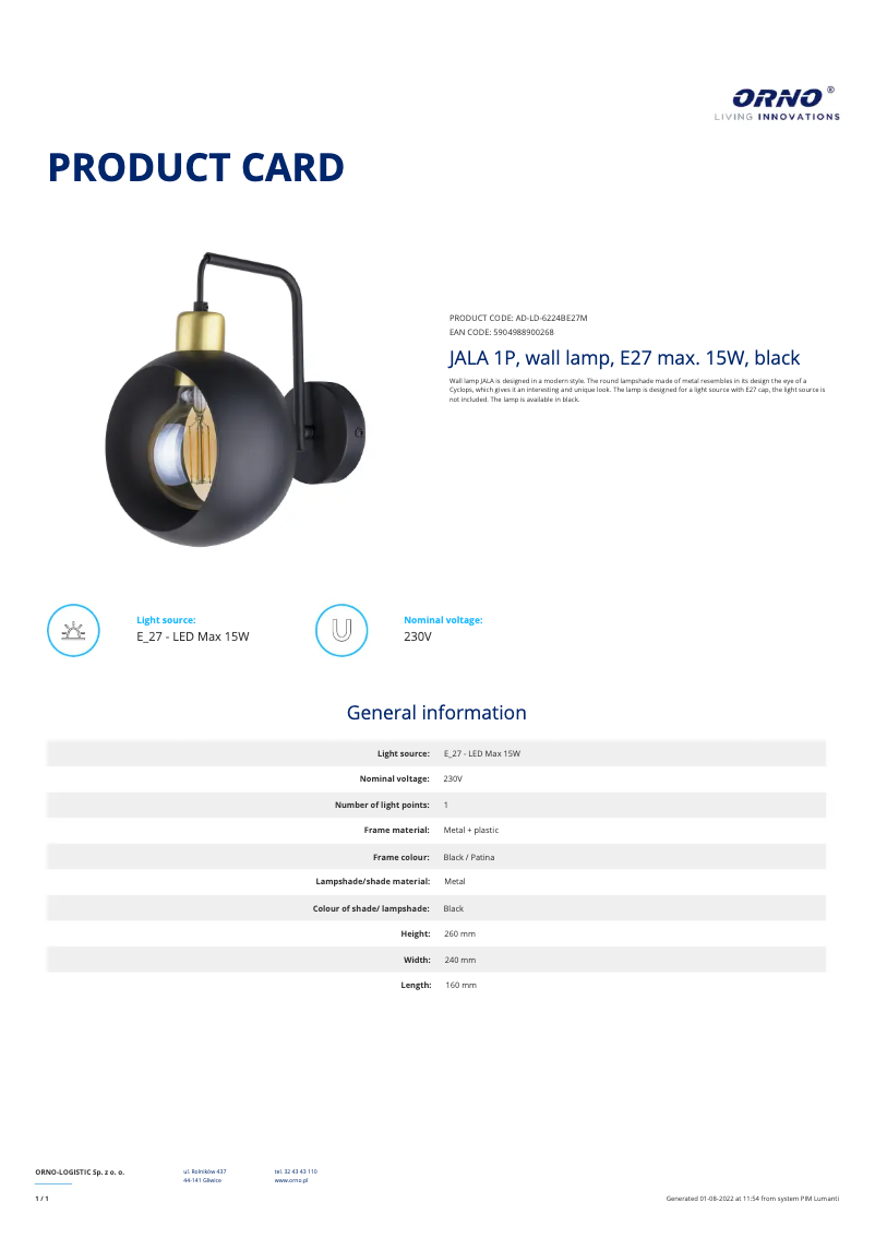 First page image of the manual for AD-LD-6224BE27M