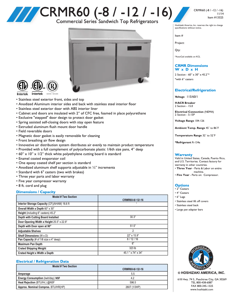 First page image of the manual for CRMR60-8