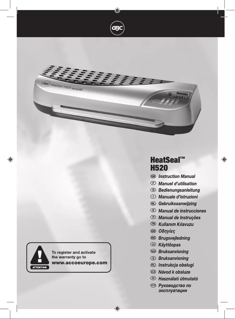 First page image of the manual for HeatSeal H520