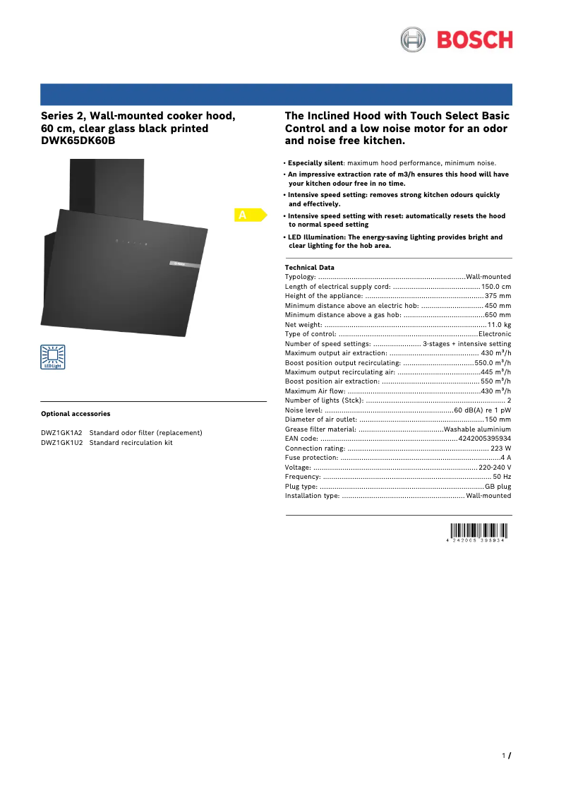 First page image of the manual for DWK65DK60B