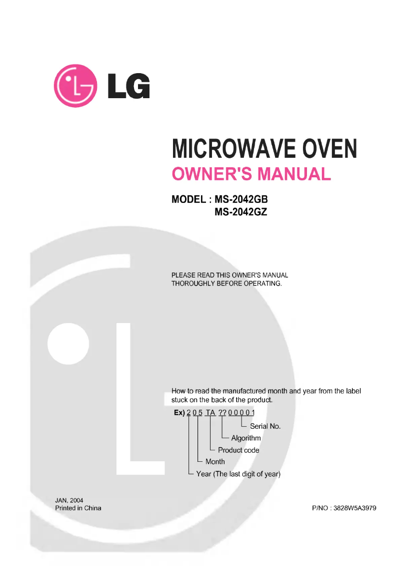 Page 1 of the manual User Manual LG MS-1942GZ