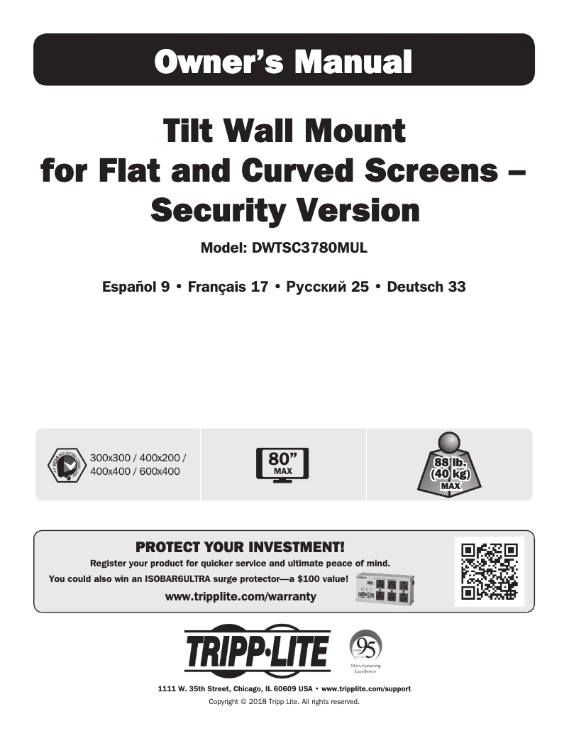 Page 1 of the manual User Manual Tripp Lite DWTSC3780MUL